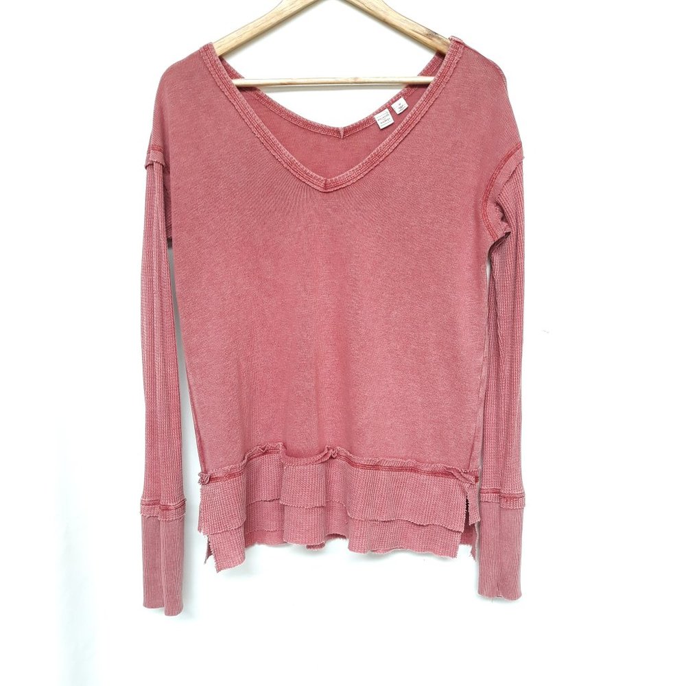 MELROSE & MARKET V-Neck Long Sleeve Thermal Top